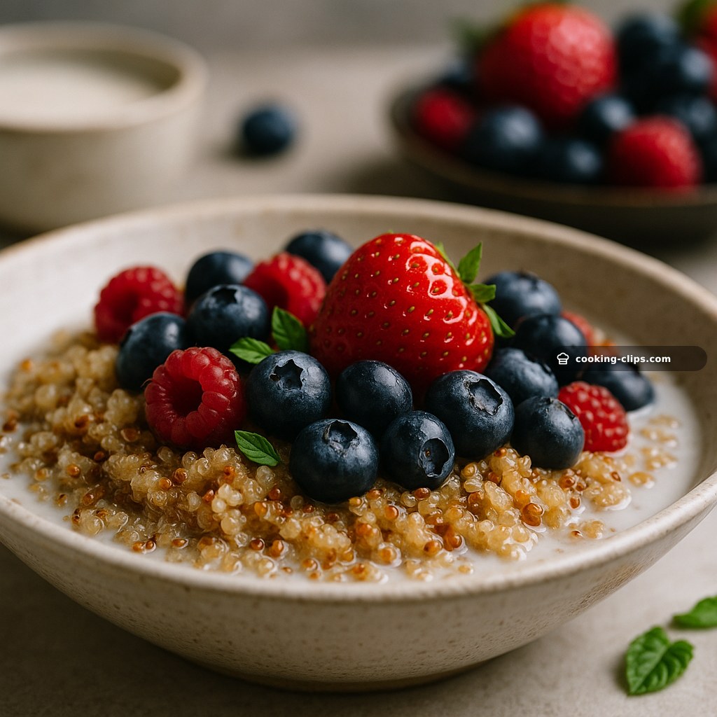 Quinoa Breakfast Bowl with Mixed Berries & Almond Milk