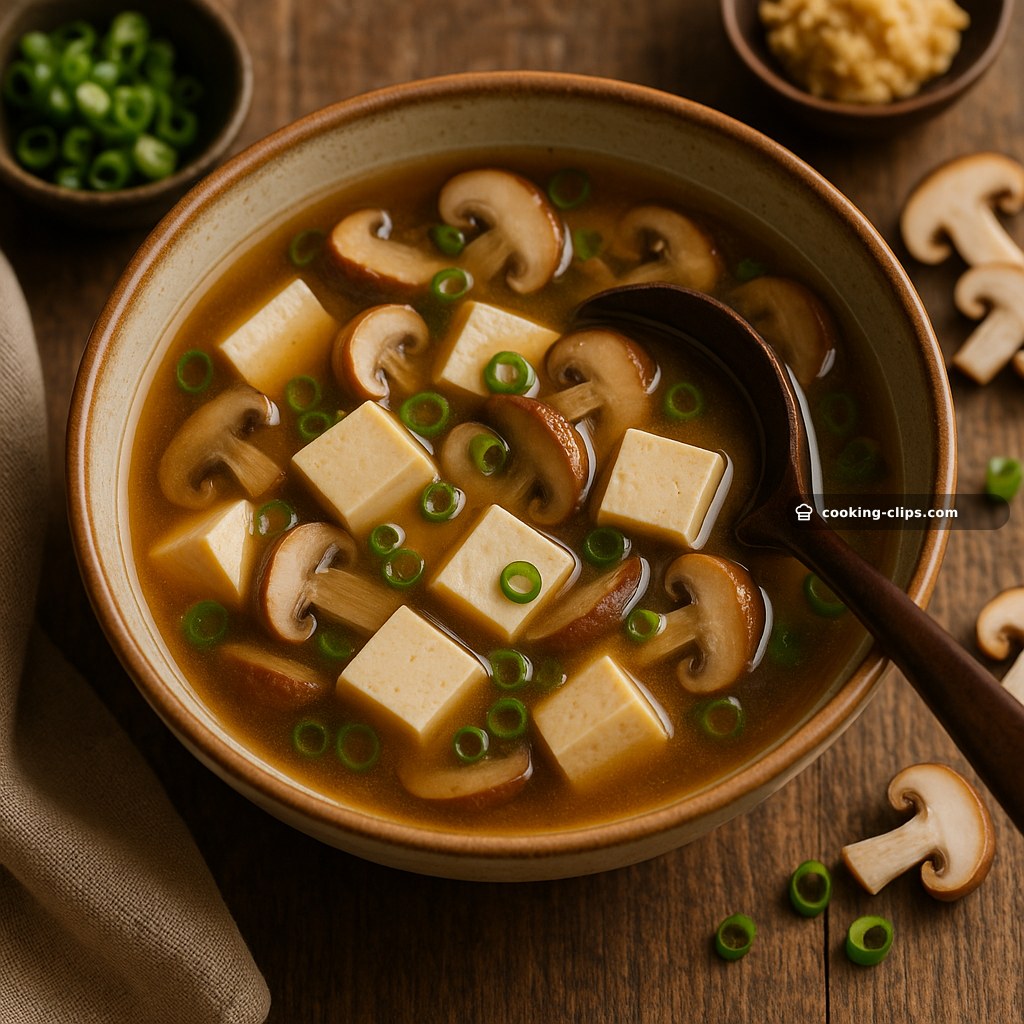 Silken Tofu Miso Soup with Soft Mushrooms — Lunch recipe
