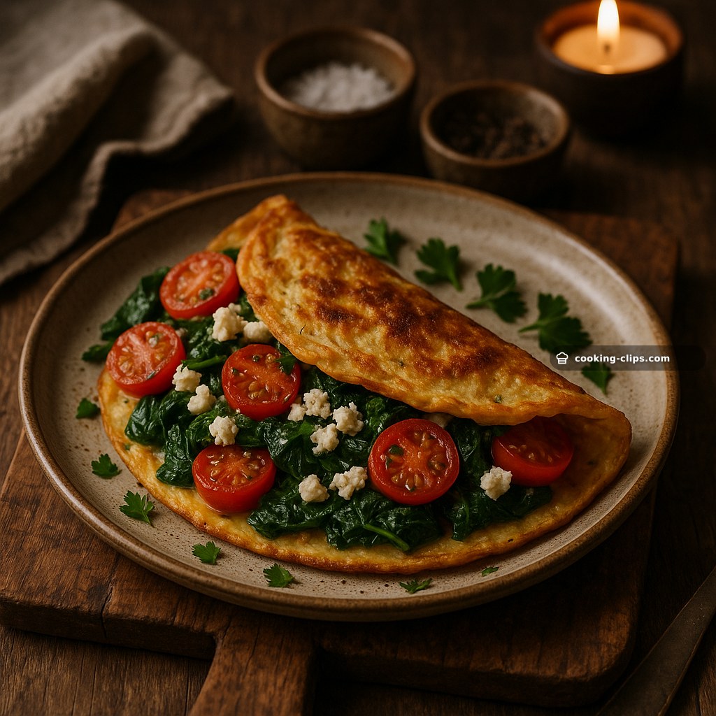 Spinach, Tomato & Feta Vegetable Omelette