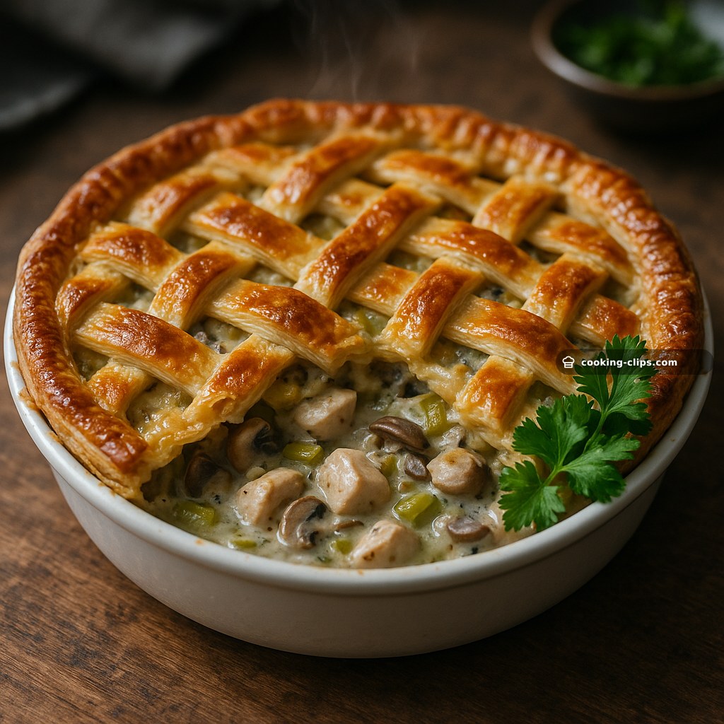 Chicken, Leek & Mushroom Pie with Flaky Lattice Top — Dinner recipe