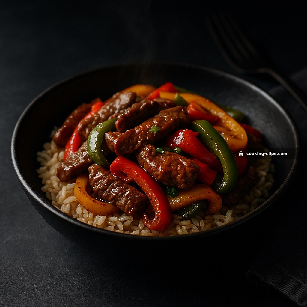 Spicy Beef & Bell Pepper Stir-Fry with Brown Rice