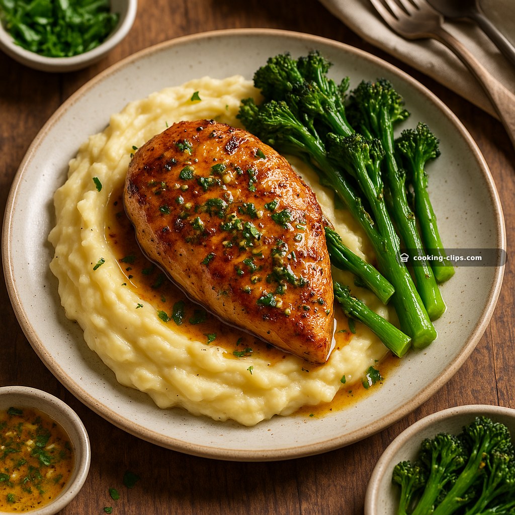 Cowboy Butter Chicken with Creamy Mashed Potatoes & Broccolini — Dinner recipe