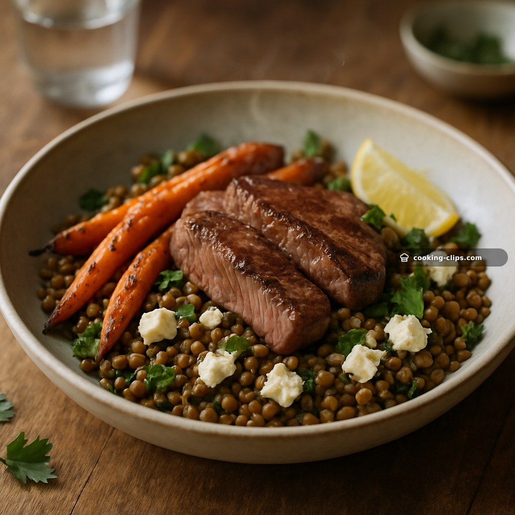 Roasted Lamb, Carrot, Feta & Lentil Salad — Lunch recipe