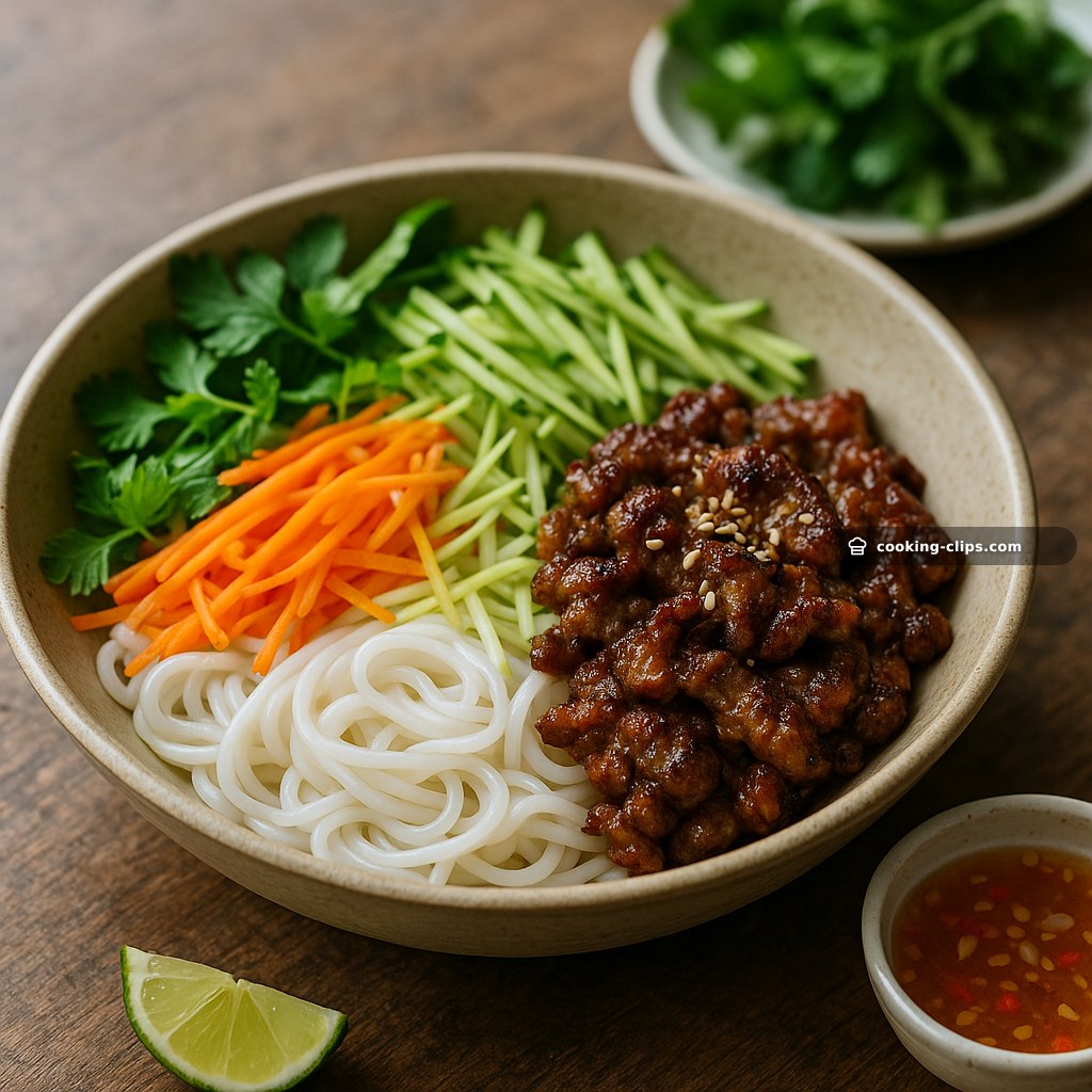 Bún Thịt Heo Sả — Vietnamese Lemongrass Pork Rice Paper Roll Bowls