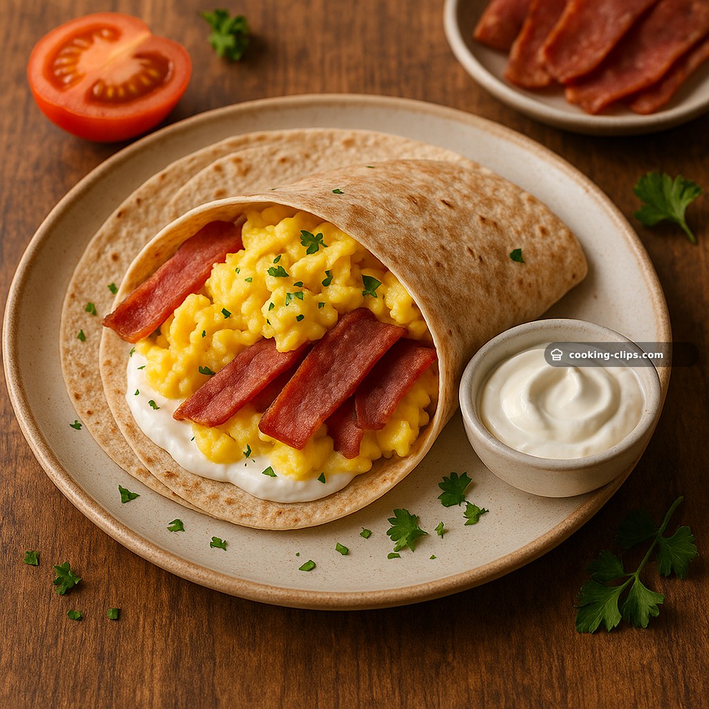 Soft Scrambled Egg & Turkey Bacon Breakfast Wrap — Breakfast recipe