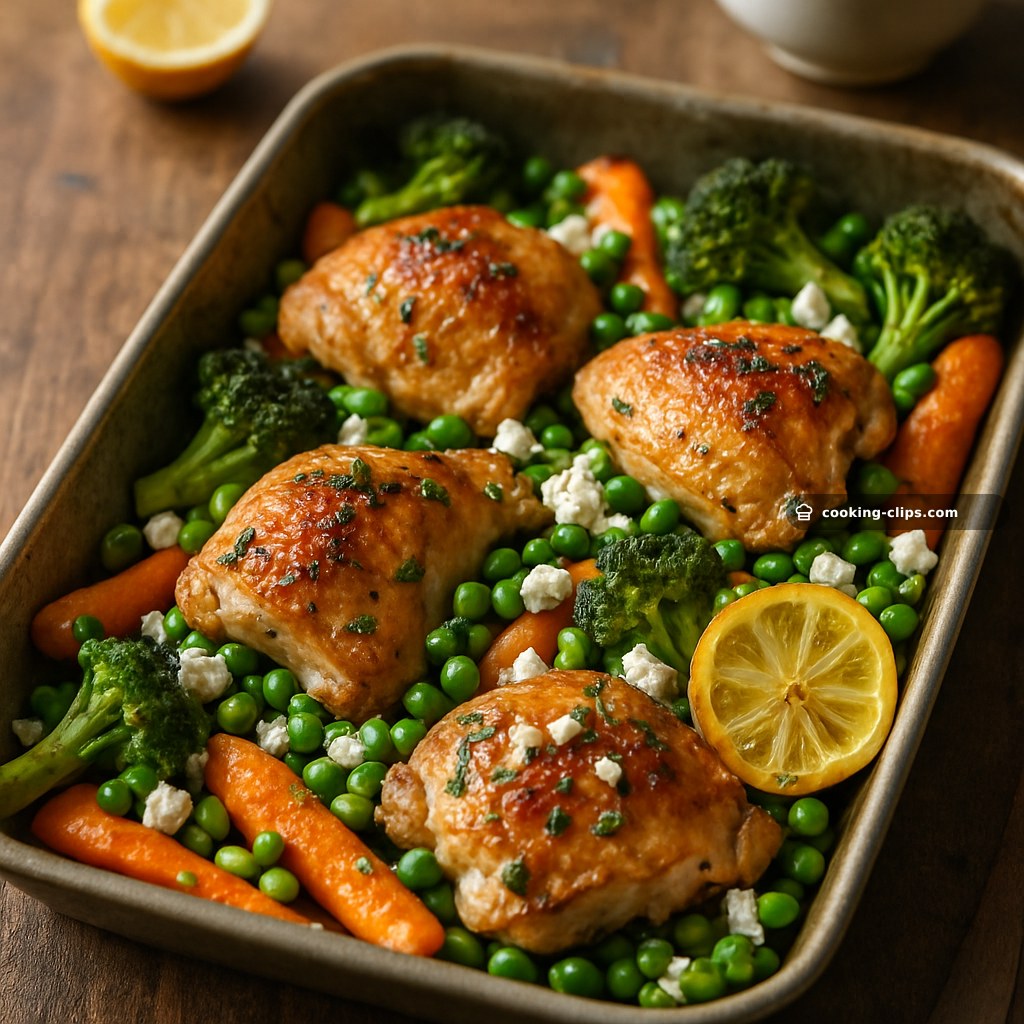 Spring Chicken Tray Bake with Peas, Lemon & Feta — Dinner recipe