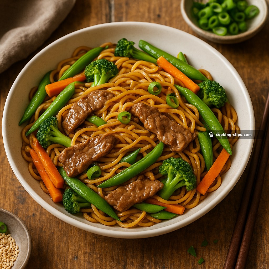 Easy Beef & Seasonal Veggie Skinny Noodle Stir-Fry — Dinner recipe