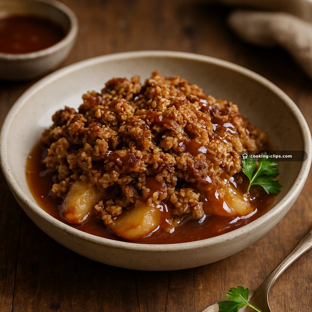 Apple Crumble with Brown Butter Oat Streusel & Salted Caramel Drizzle