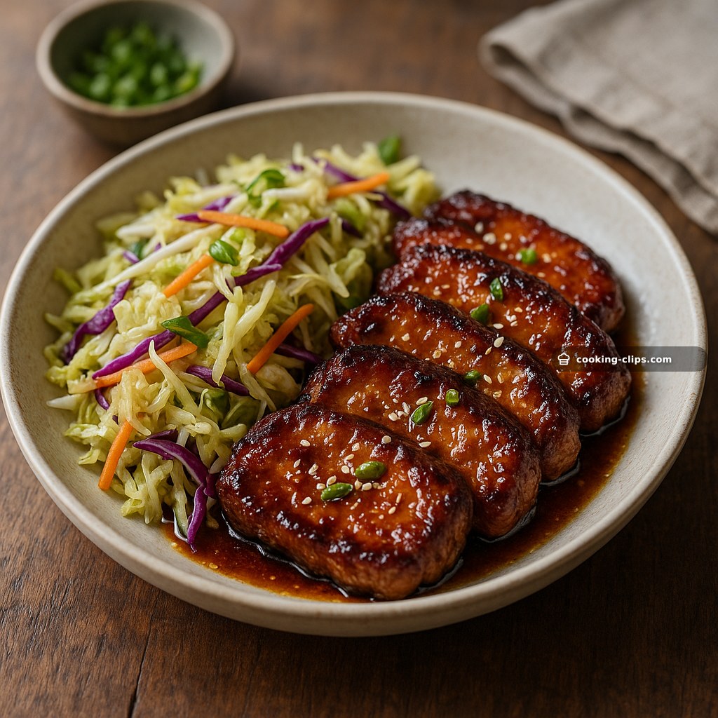 Sticky Miso Soy Pork Cutlets with Wombok-Cabbage Slaw — Dinner recipe