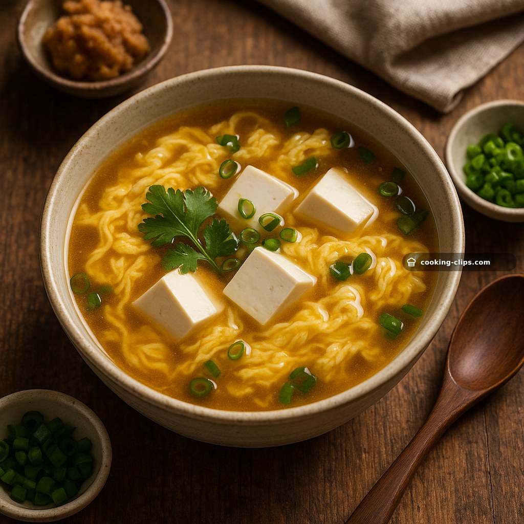 Miso Broth with Silken Tofu and Egg Ribbons — Lunch recipe