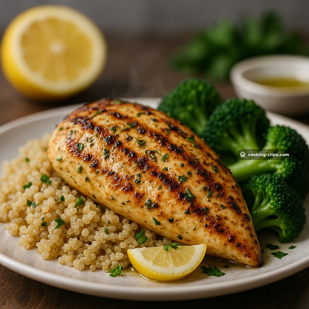 Pollo alla Griglia al Limone e Erbe with Quinoa & Steamed Broccoli