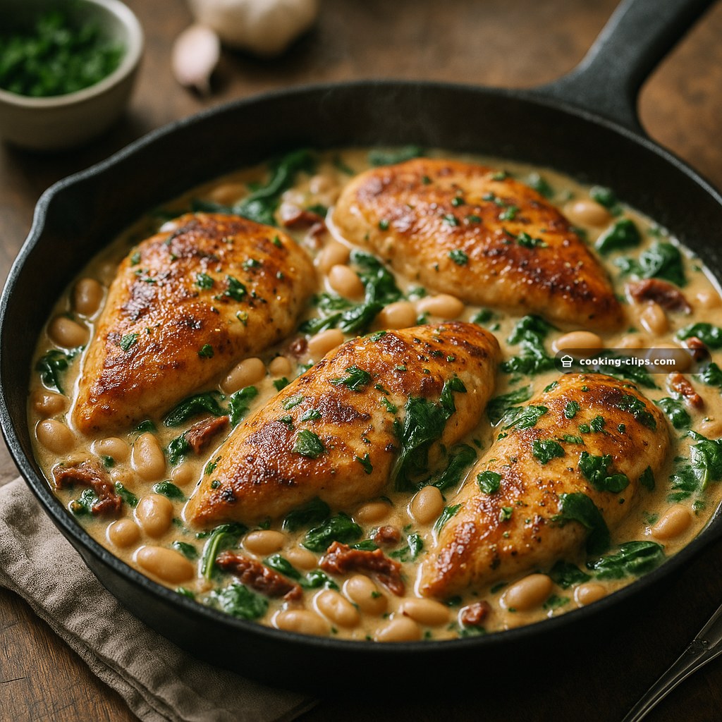 Creamy Tuscan White Bean Chicken Skillet
