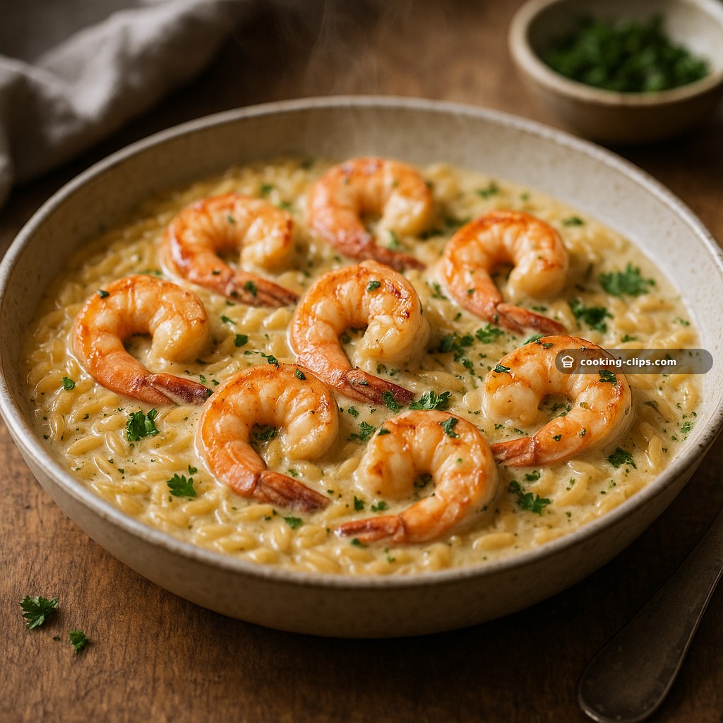Creamy Garlic Prawn Risoni