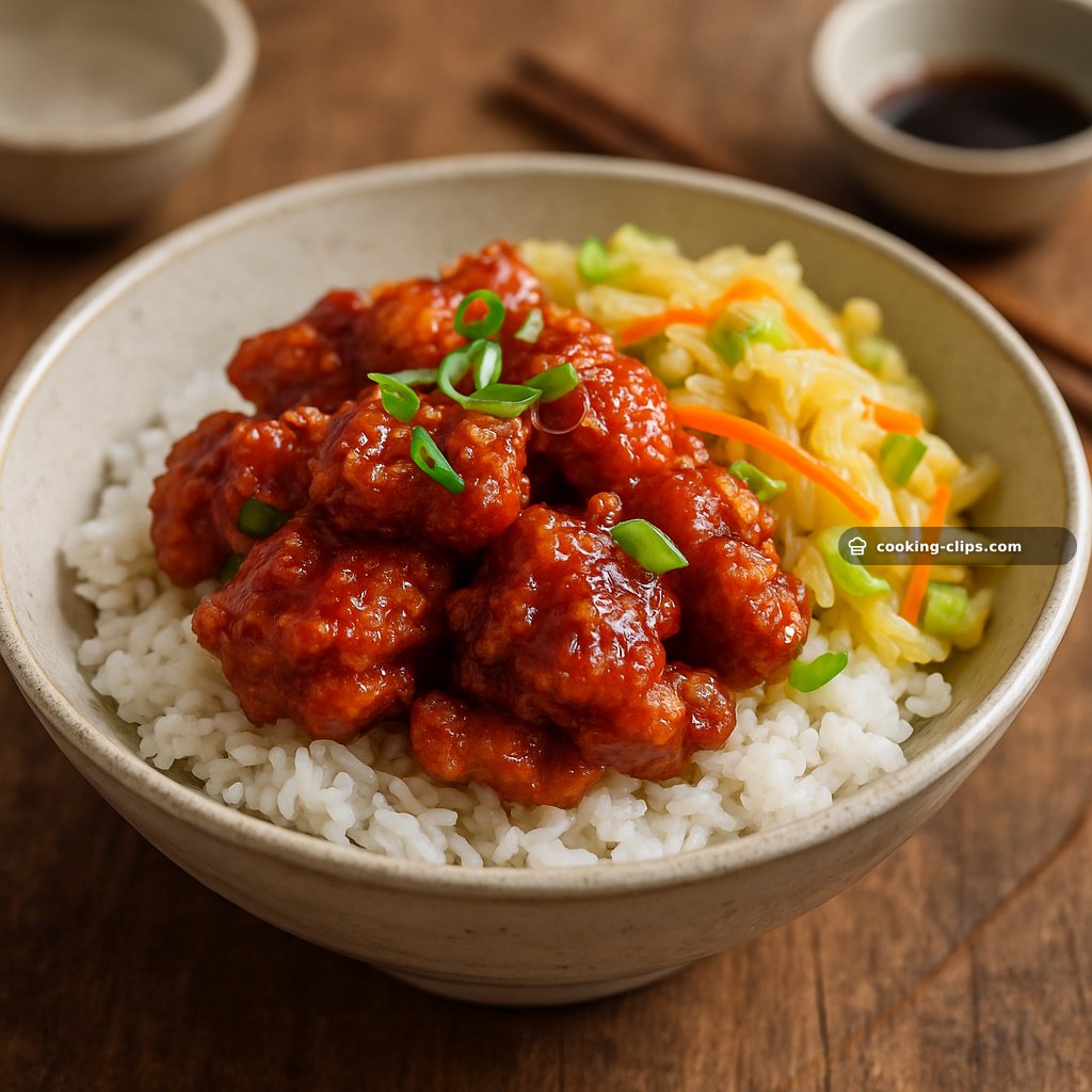 Crispy Korean Chicken Rice Bowls with Quick Wombok Pickle — Dinner recipe