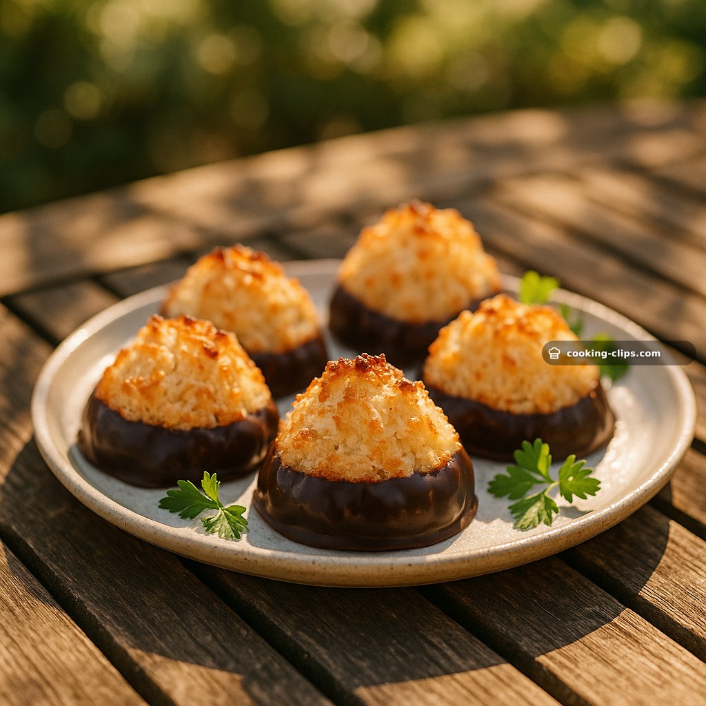 Coconut Macaroons Dipped in Dark Chocolate