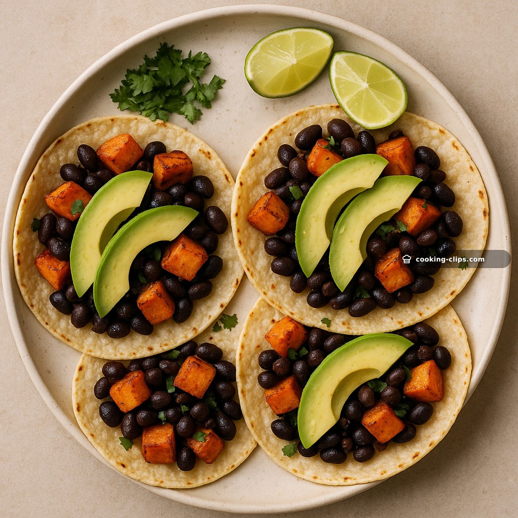 Tacos de Camote y Frijol Negro con Aguacate — Lunch recipe