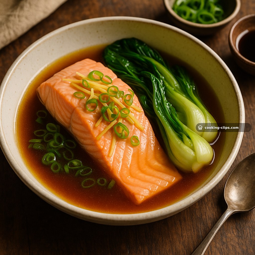 Steamed Salmon with Ginger Broth and Tender Bok Choy — Dinner recipe