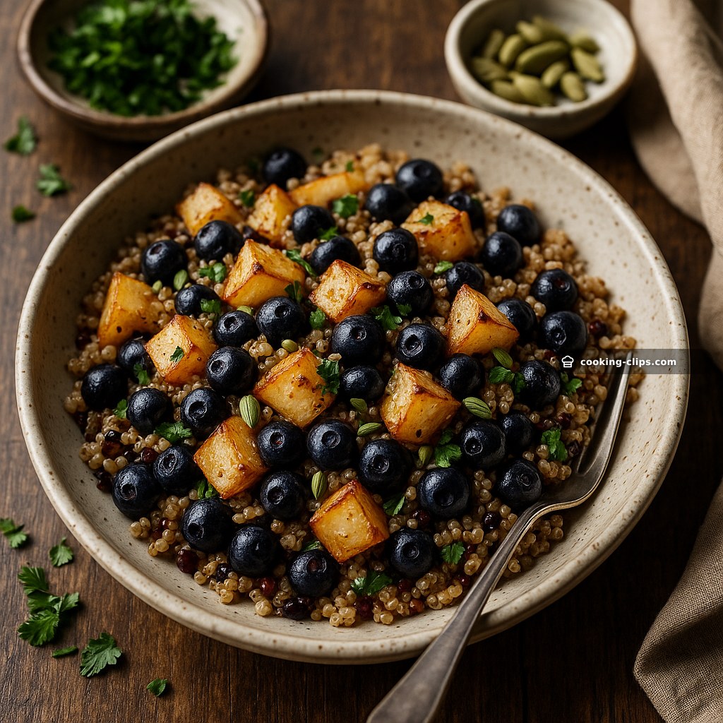 Warm Quinoa Salad with Roasted Turnips, Blueberries, and Cardamom Vinaigrette — Dinner recipe