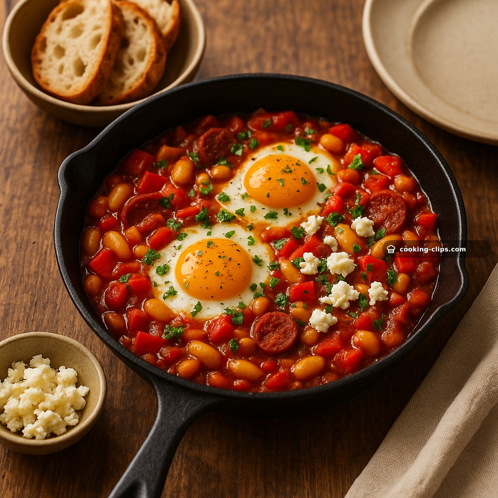 Huevos al Horno con Pisto Suave, Alubias y Feta — Breakfast recipe