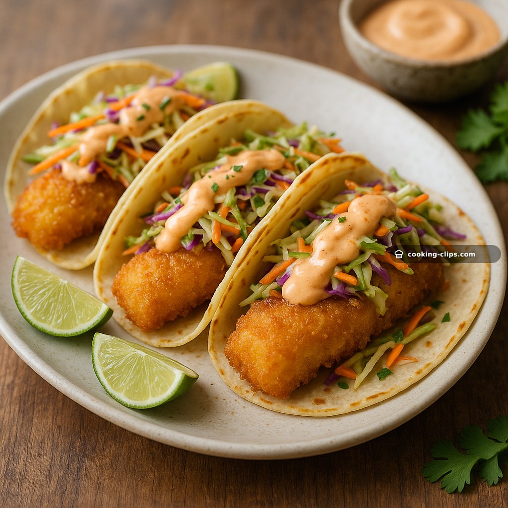 Crispy Fish Tacos with Lime Slaw & Chipotle Mayo — Dinner recipe