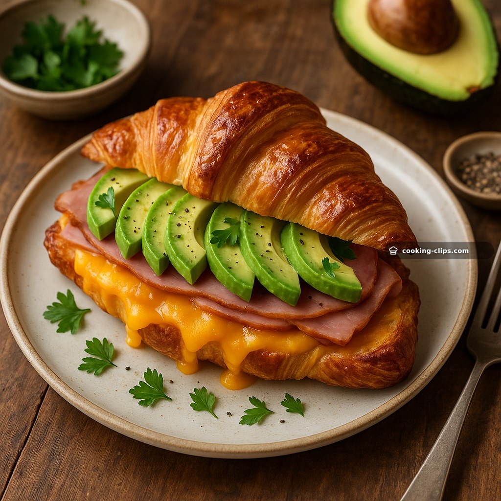 Croque Croissant (Ham, Cheddar & Avocado) — Lunch recipe