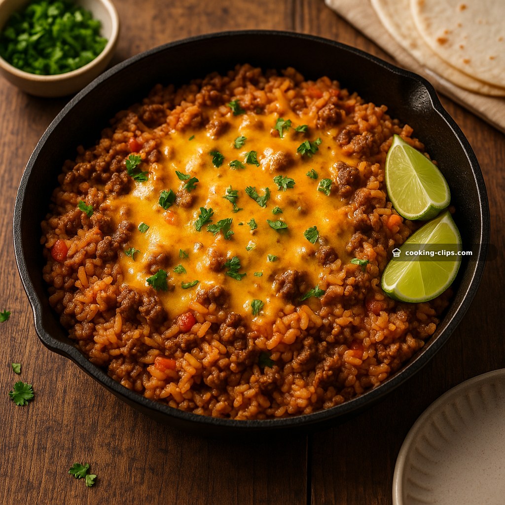 One-Pan Cheesy Taco Rice Skillet — Dinner recipe