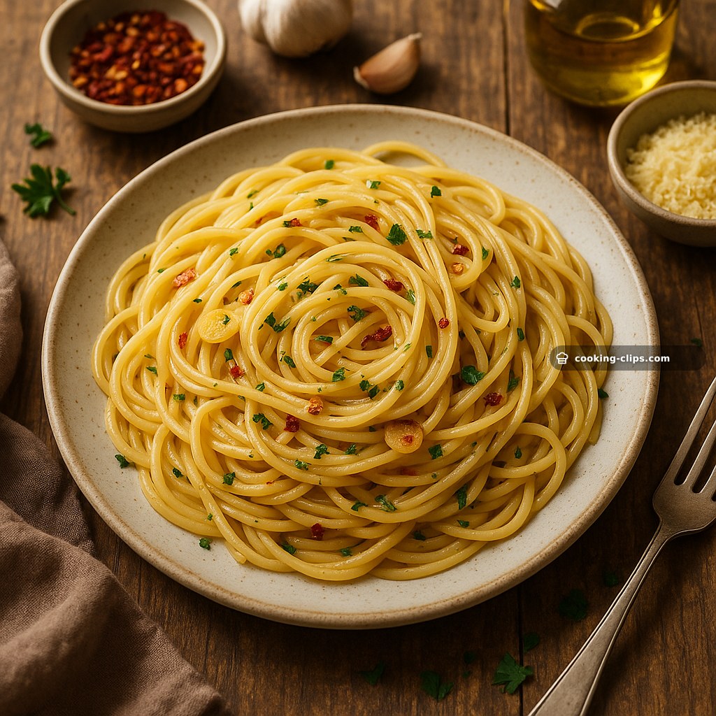 Pantry Spaghetti Aglio e Olio (Garlic & Chili Olive Oil Pasta) — Dinner recipe