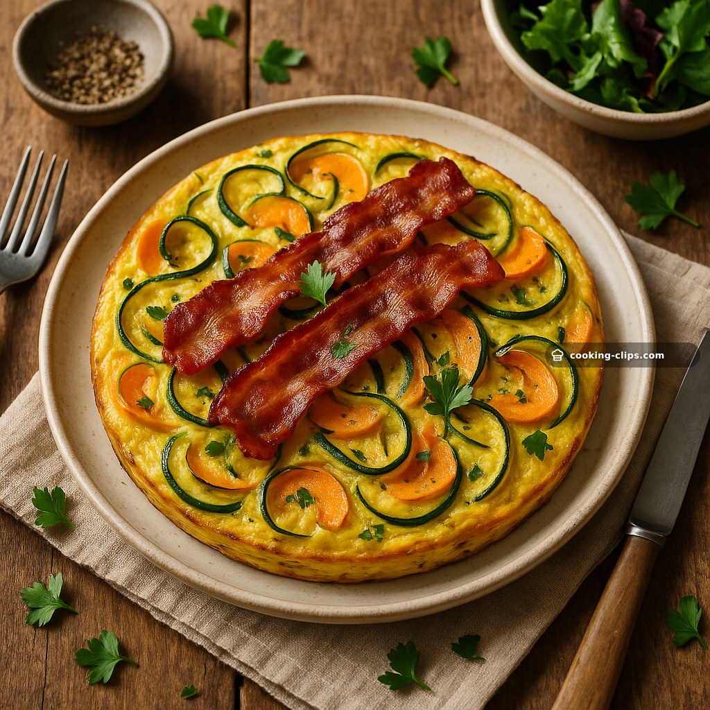 Zucchini & Sweet Potato Ribbon Frittata with Crisp Bacon — Lunch recipe