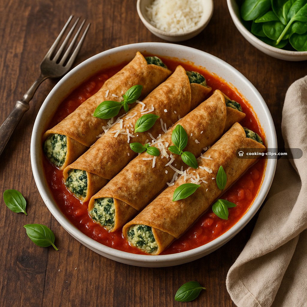 Cannelloni di Crêpes (Crespelle) with Spinach & Ricotta — Dinner recipe