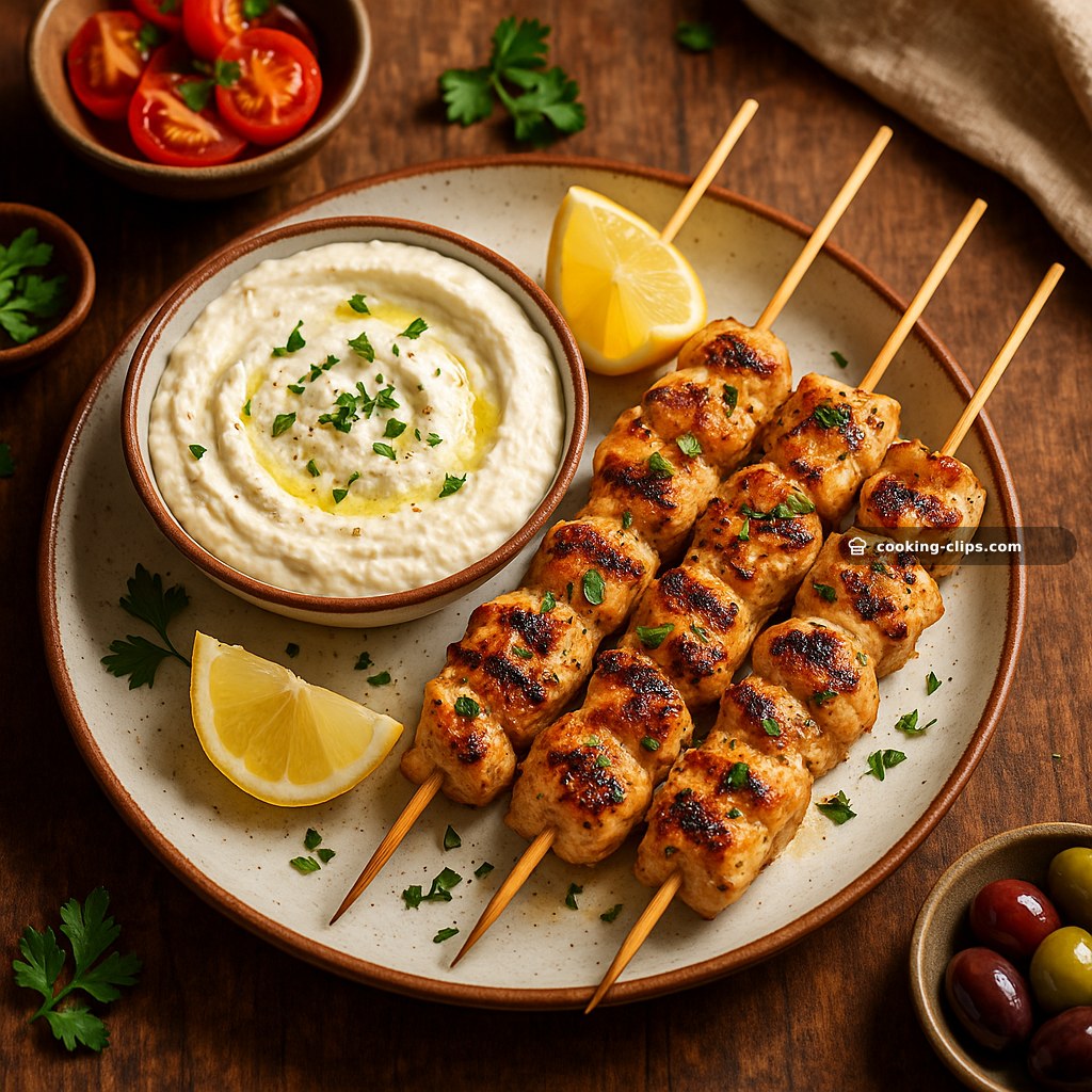 Chicken Souvlaki Skewers with Whipped Garlic Feta Dip — Dinner recipe