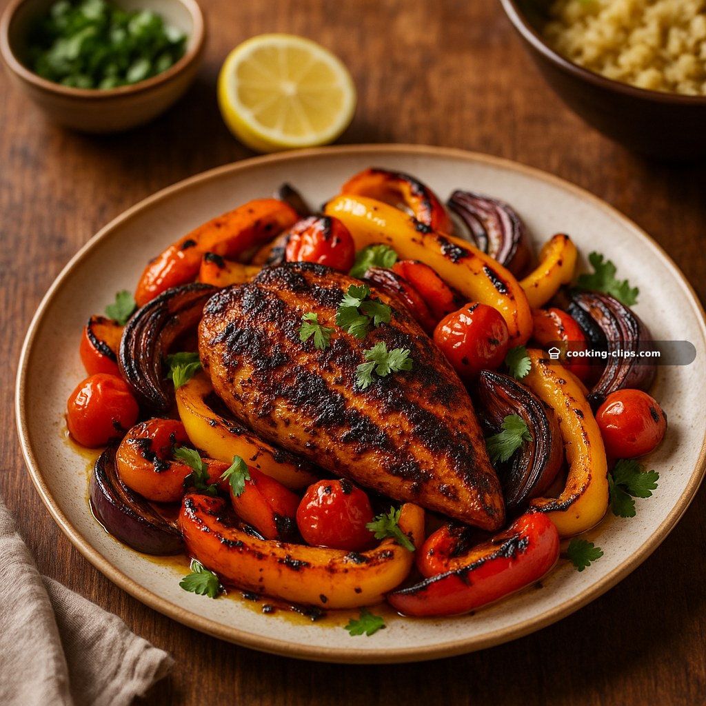 Zesty Grilled Cajun Chicken with Charred Veggies & Zesty Coriander — Dinner recipe