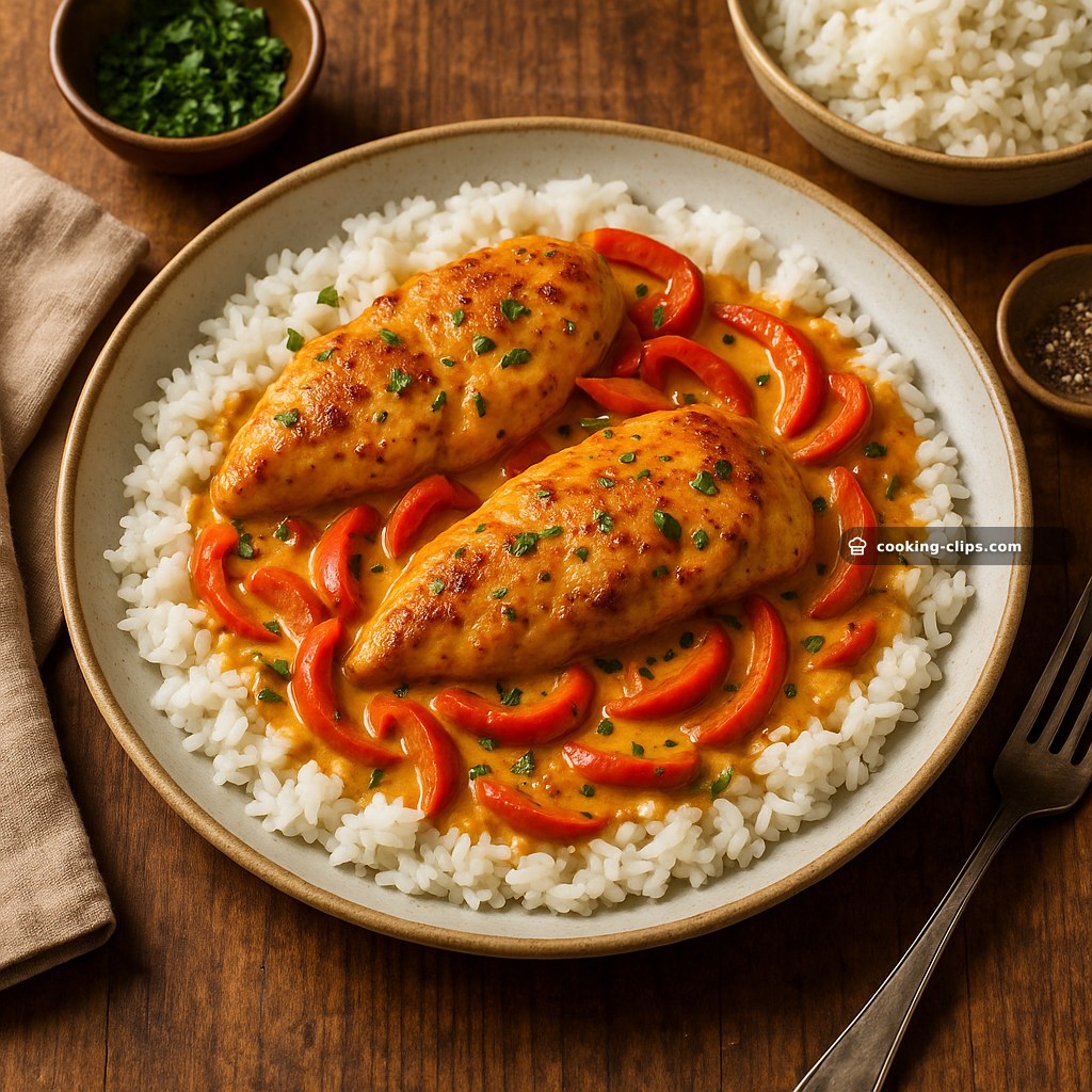 Creamy Spiced Chicken with Peppers & Rice — Dinner recipe