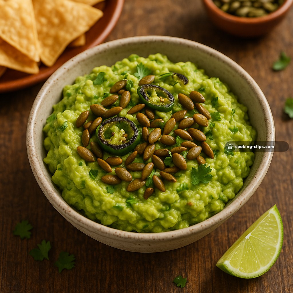 Guacamole con Chile Tatemado y Pepitas — Snack recipe