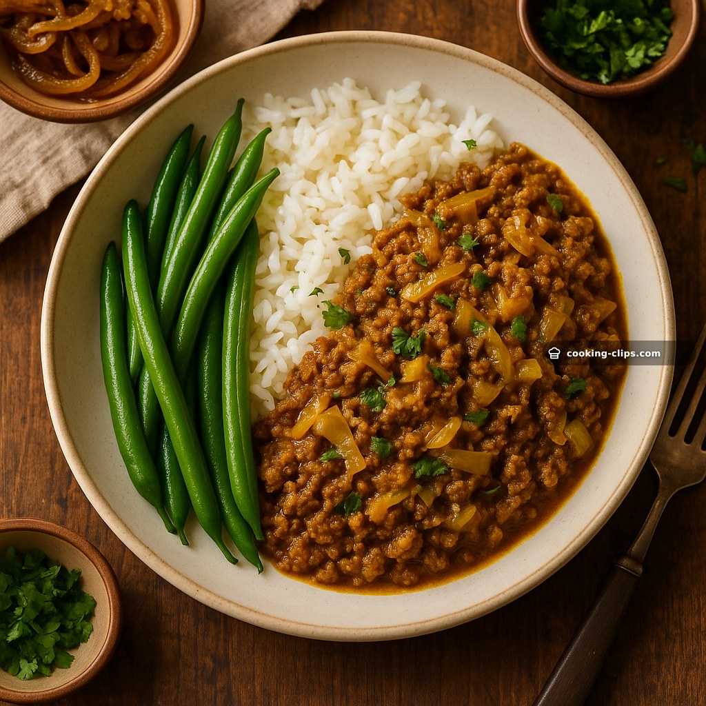 Curried Beef & Cabbage with Green Beans (French Onion Boost) — Dinner recipe