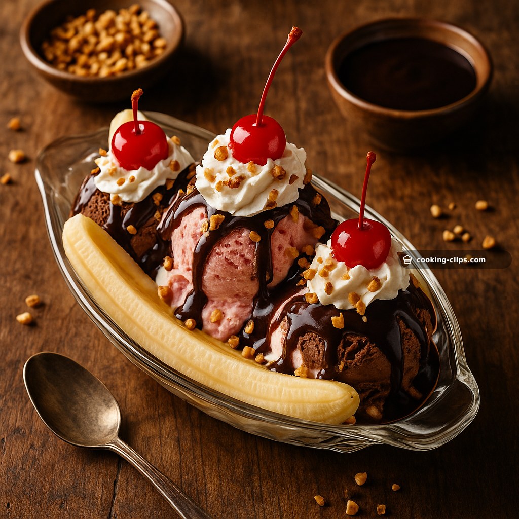 Classic Banana Split Sundae — Dessert recipe