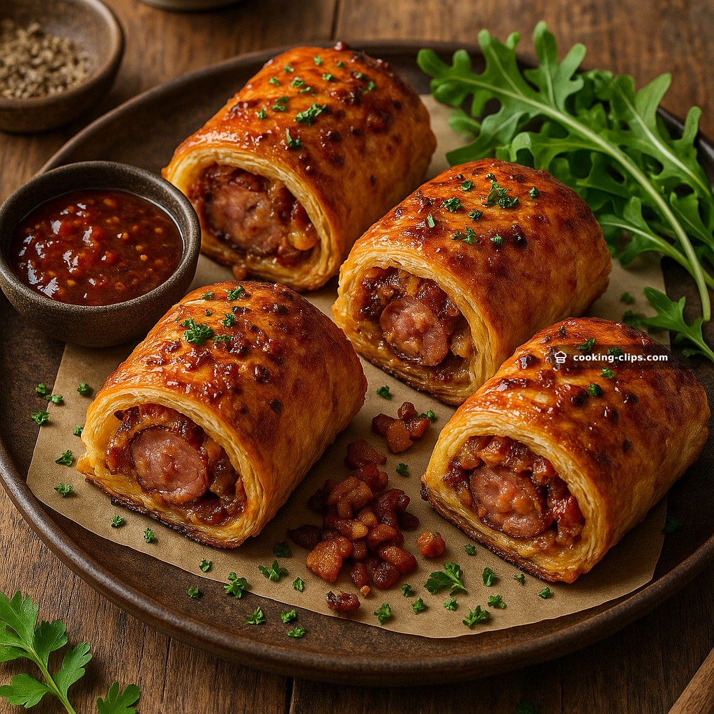 Loaded Angry Cheesy Kransky & Bacon Sausage Rolls — Snack recipe