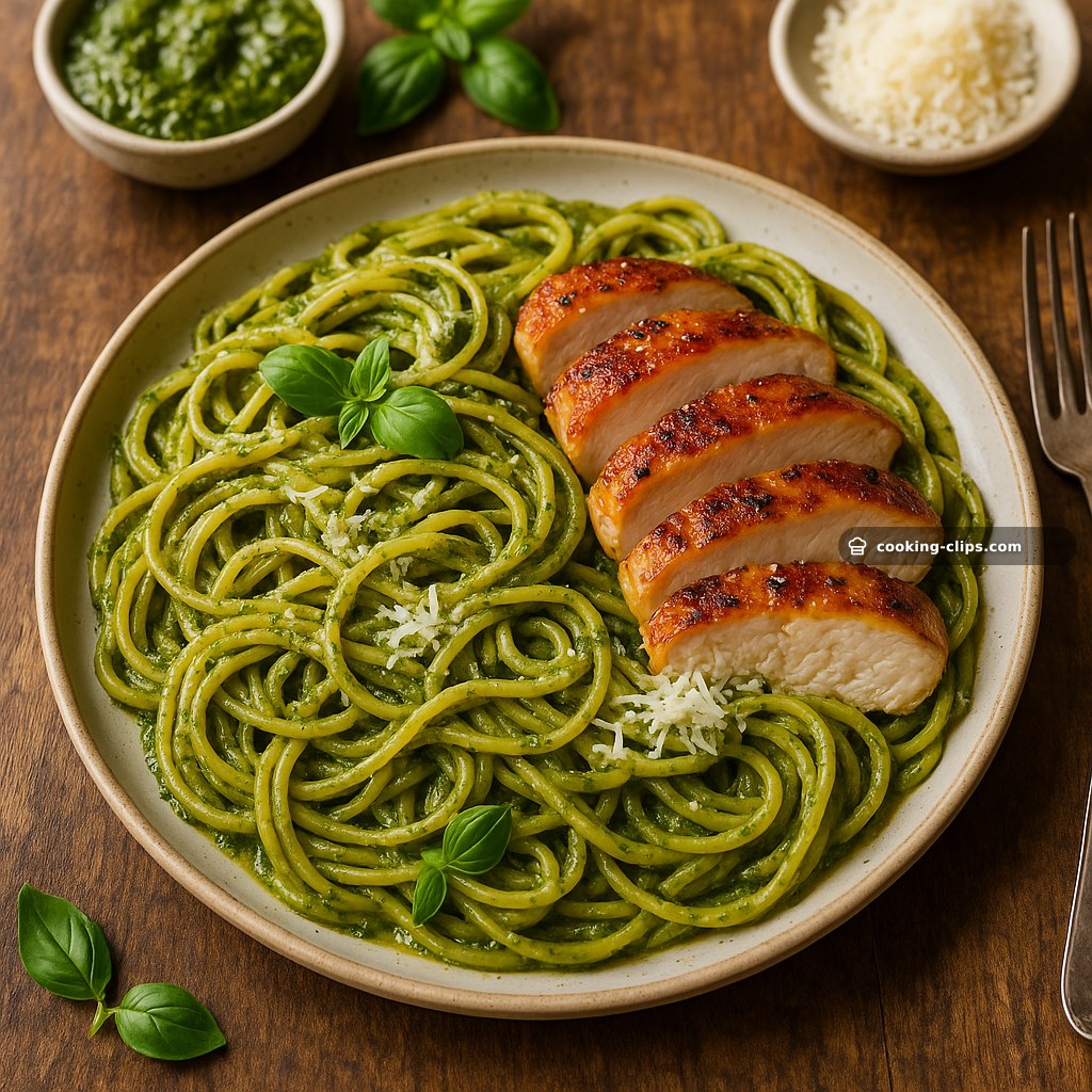 Spaghetti al Pesto with Lemon-Garlic Chicken — Dinner recipe