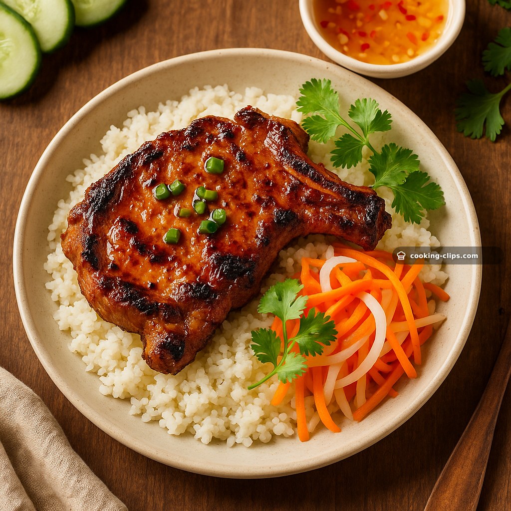 Cơm Tấm Sườn Nướng (Broken Rice with Grilled Pork Chop) — Dinner recipe