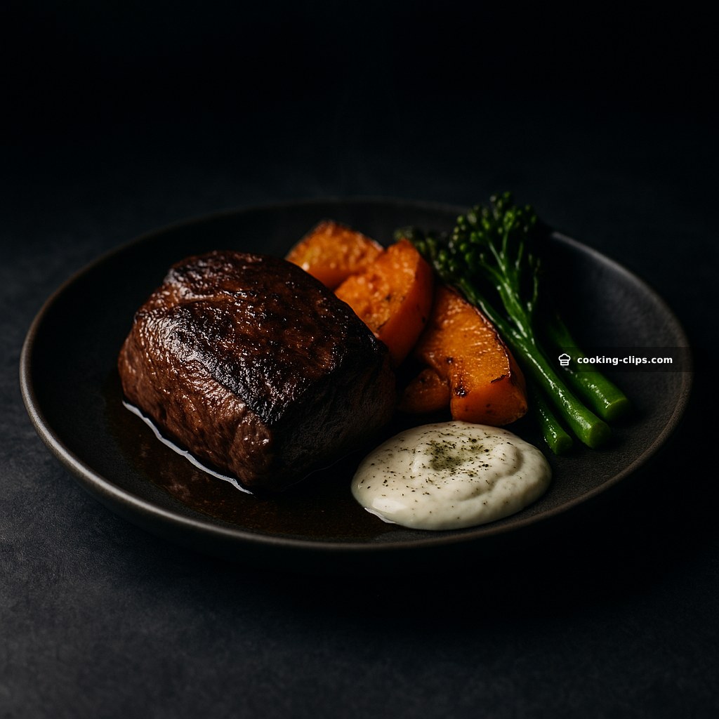 Healthy Kangaroo Steak with Roasted Veg & Lemon Myrtle Yoghurt — Dinner recipe