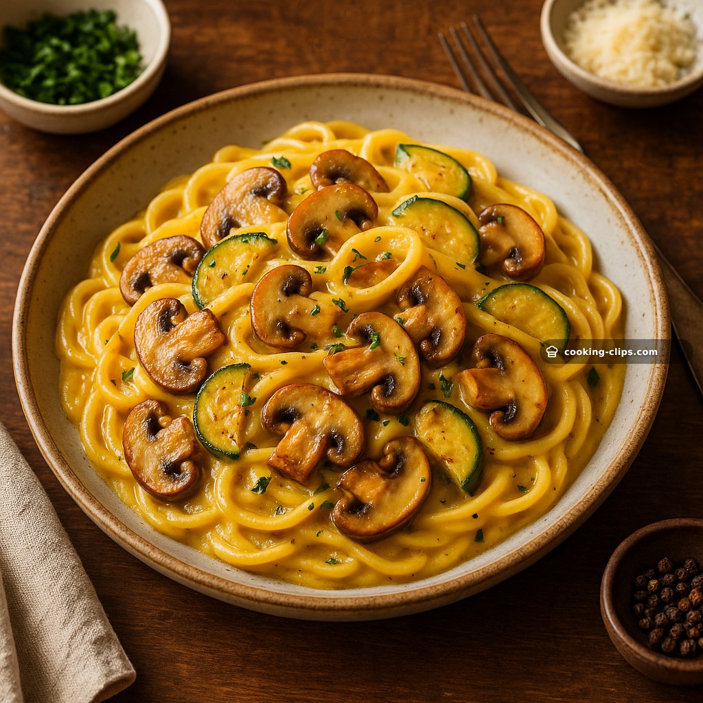 Creamy Mushroom & Zucchini Egg Pasta (Butter-Silk Sauce) — Dinner recipe