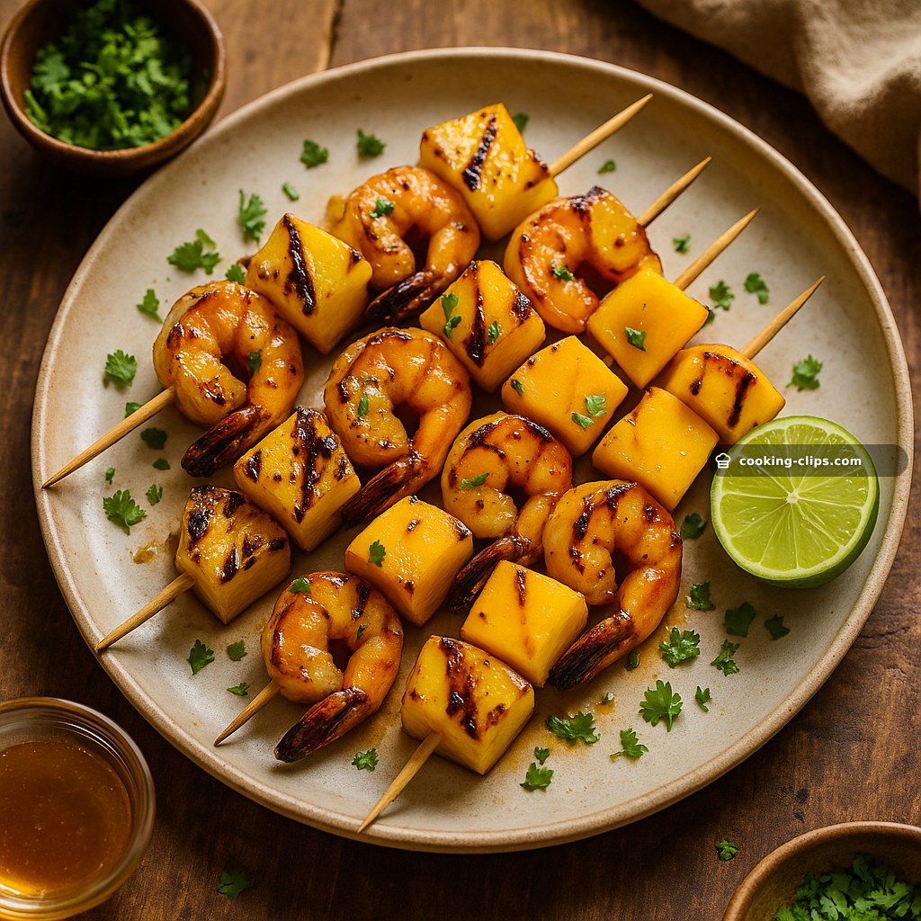 Grilled Pineapple–Mango Prawn Skewers — Dinner recipe