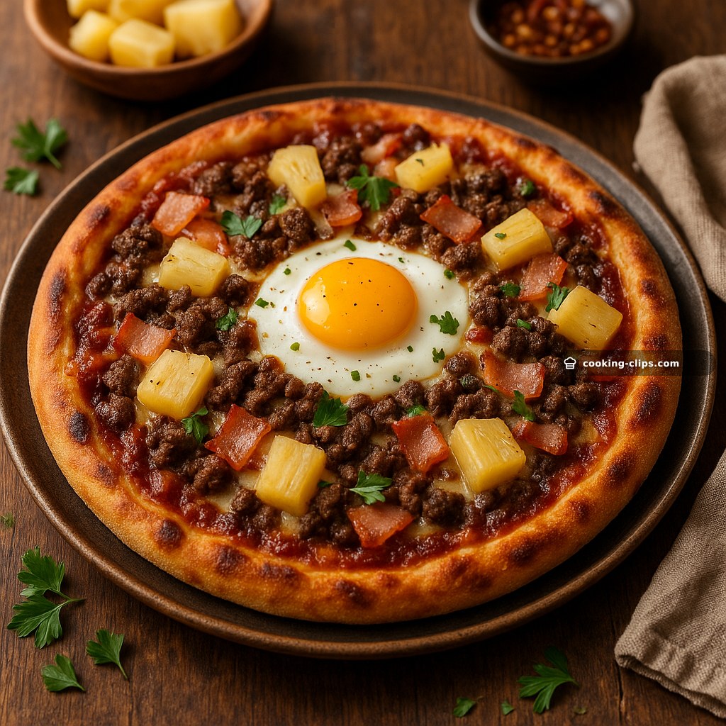Aussie “Works” Pizza (BBQ Beef, Bacon, Pineapple & Egg) — Dinner recipe
