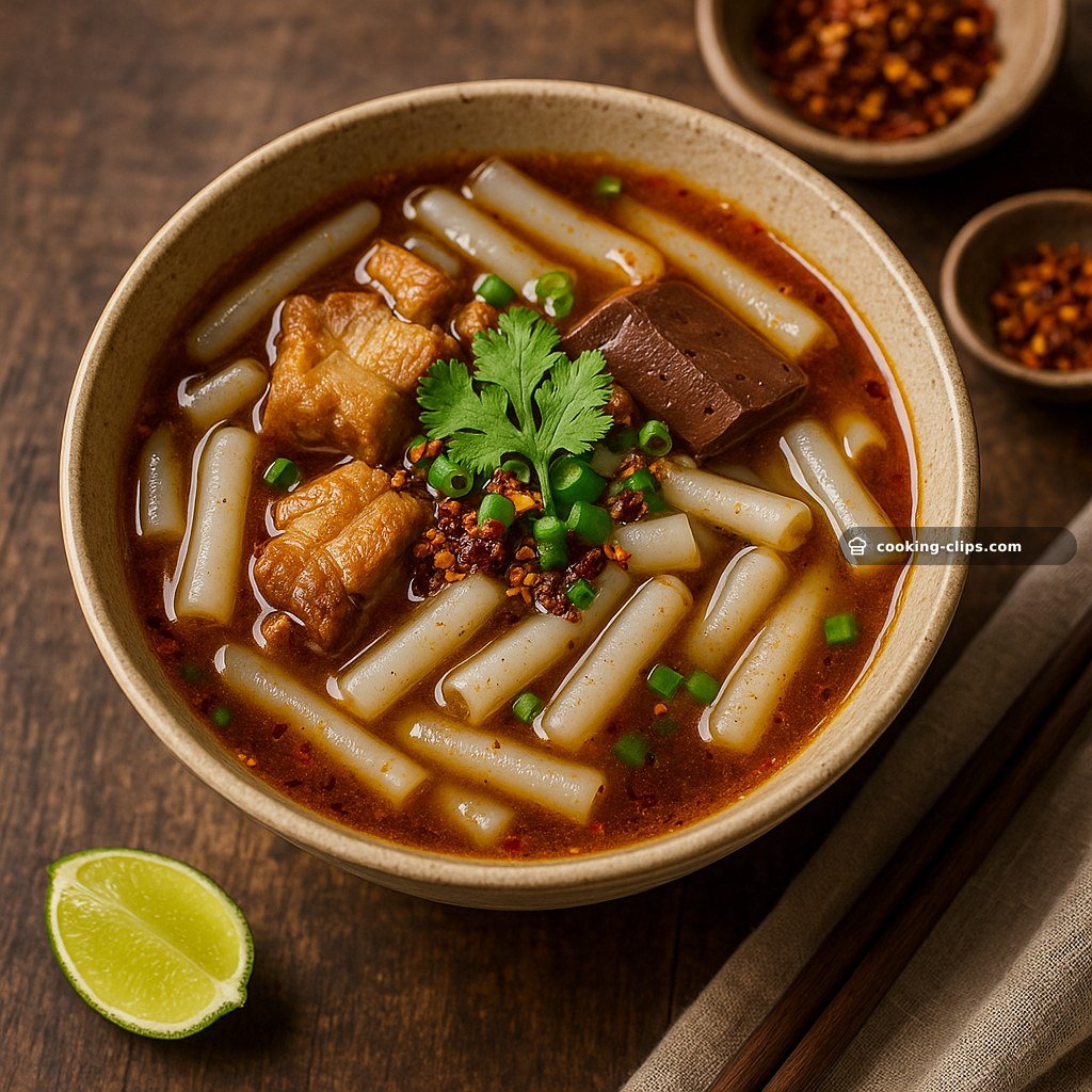 ก๋วยจั๊บ (Kuay Chap) — Hot & Spicy Garlic-Pepper Noodle Soup — Lunch recipe