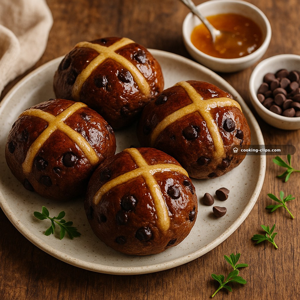 Chocolate Easter Hot Cross Buns — Dessert recipe