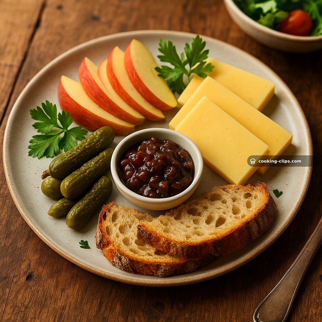 Ploughman’s Lunch — Cheddar, Apple & Pickle Plate — Lunch recipe