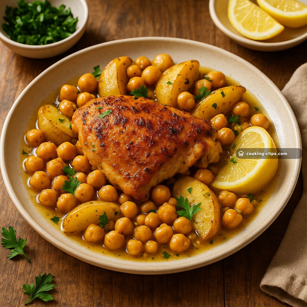One-Pan Mediterranean Chicken & Chickpeas with Lemon-Garlic Potatoes — Dinner recipe
