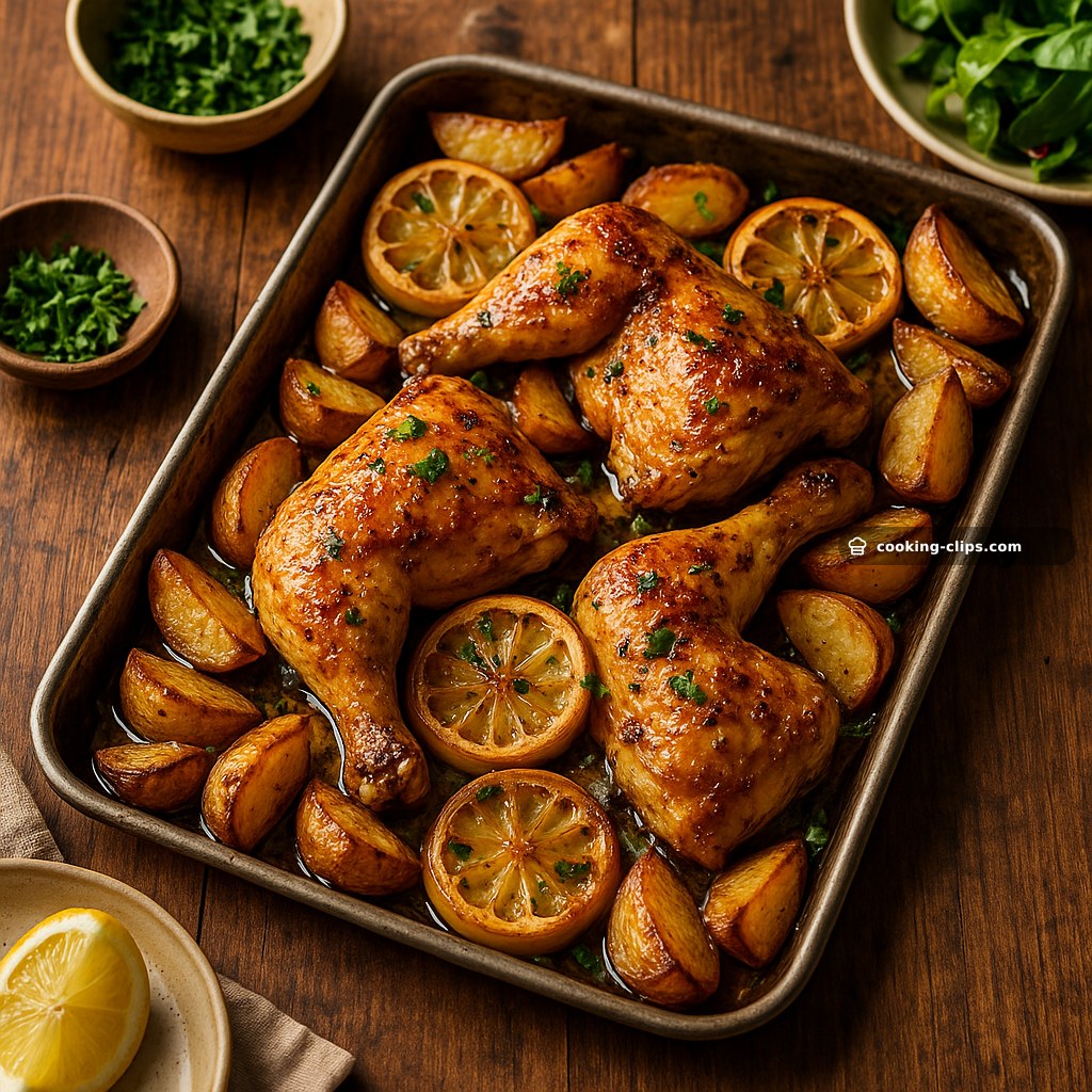 Lemon-Garlic Roast Chicken Tray Bake with Crispy Potatoes — Dinner recipe