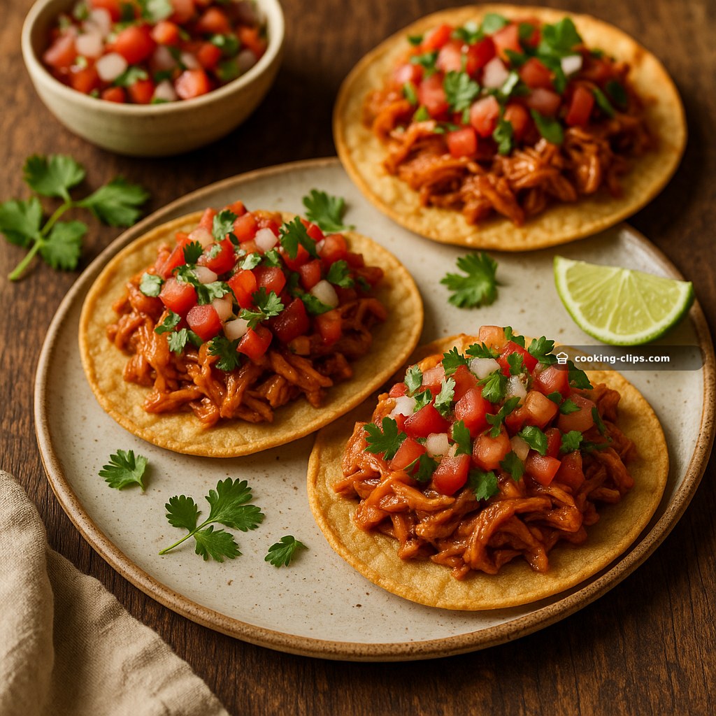 Chicken Tinga Tostadas (Baked) with Fresh Pico — Lunch recipe