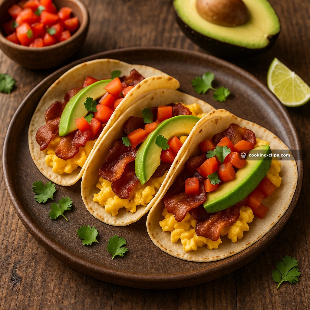 Healthy Mexican Breakfast Tacos (Bacon, Egg, Avocado & Tomato) — Breakfast recipe